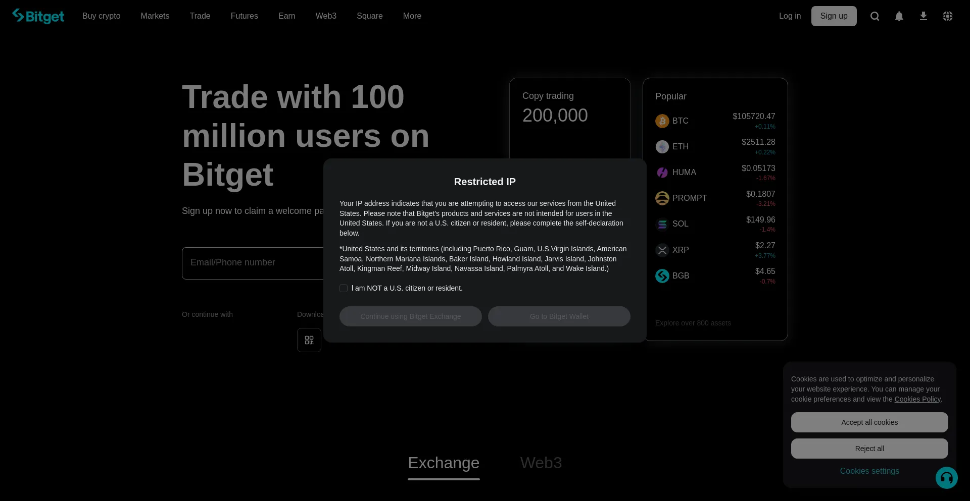Website screenshot of Bitgetapp.com