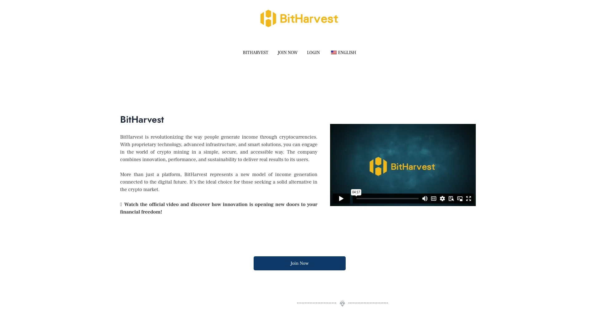 Website screenshot of Bitharvest-global.com