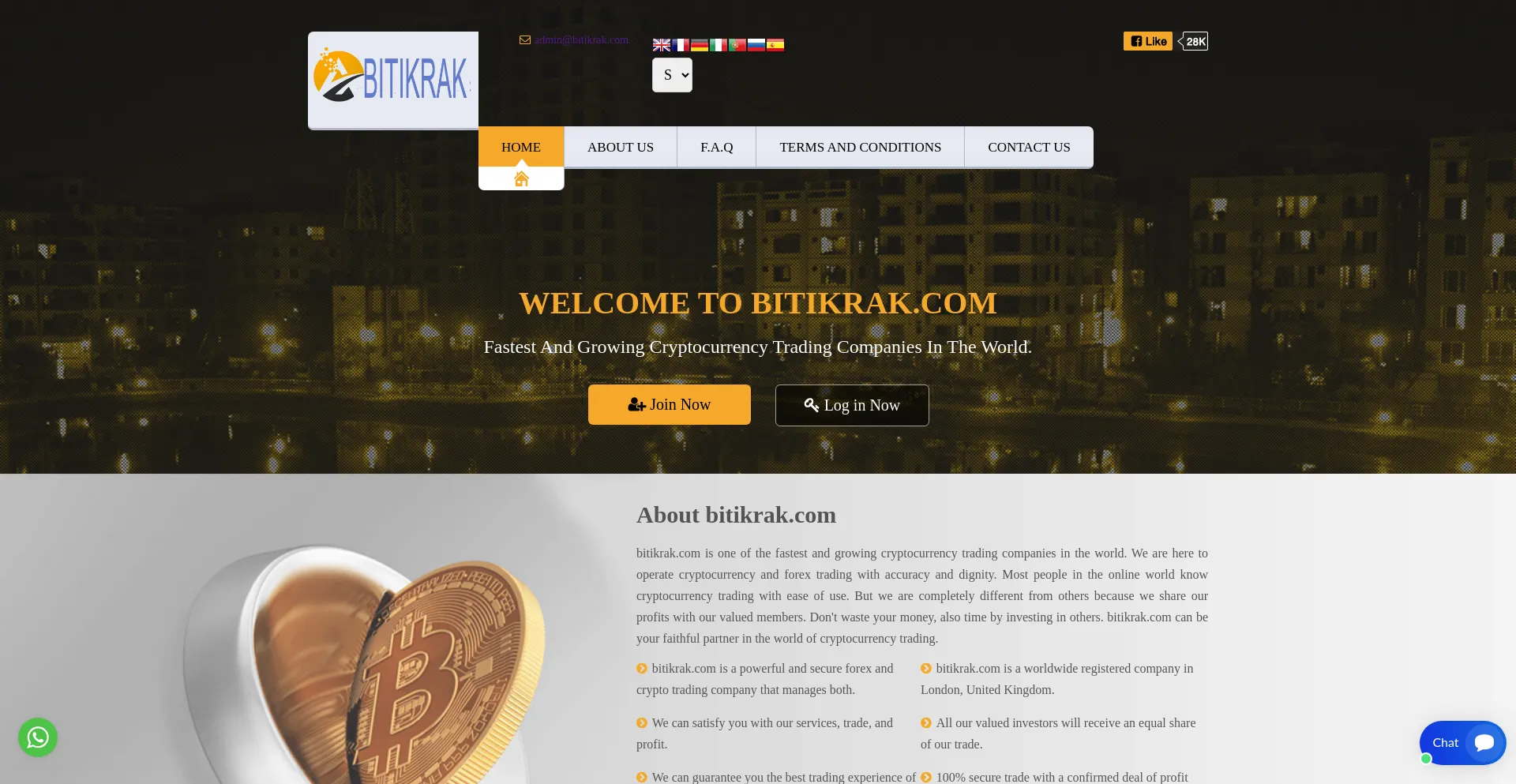 Website screenshot of Bitikrak.com