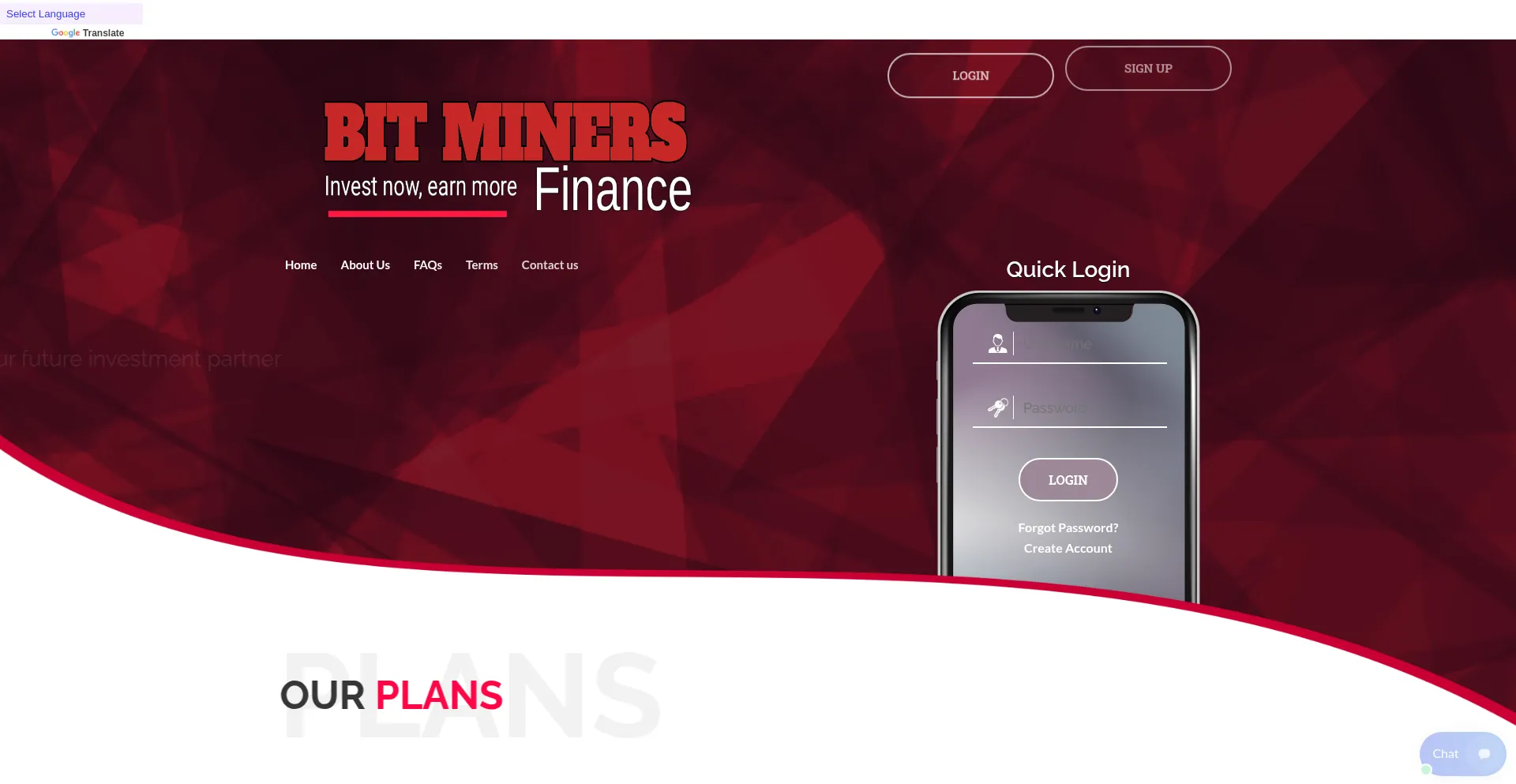 Website screenshot of Bitminer.space