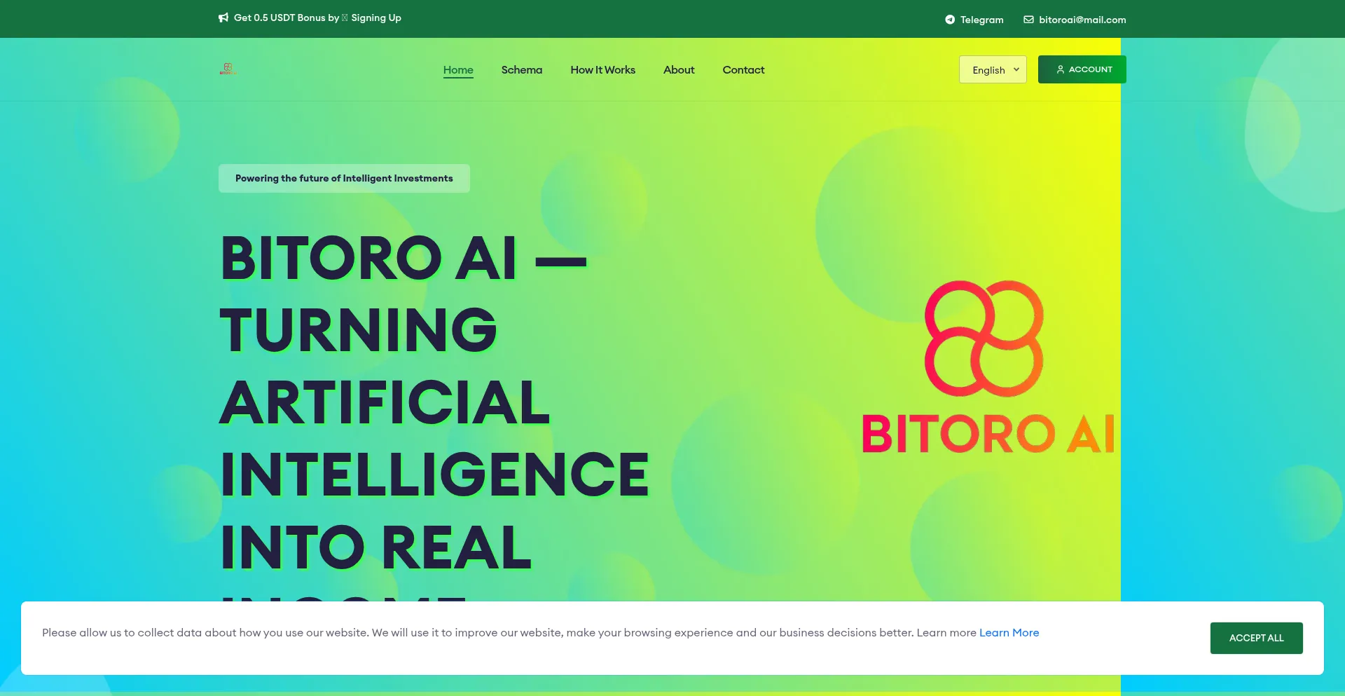Website screenshot of Bitoroai.shop
