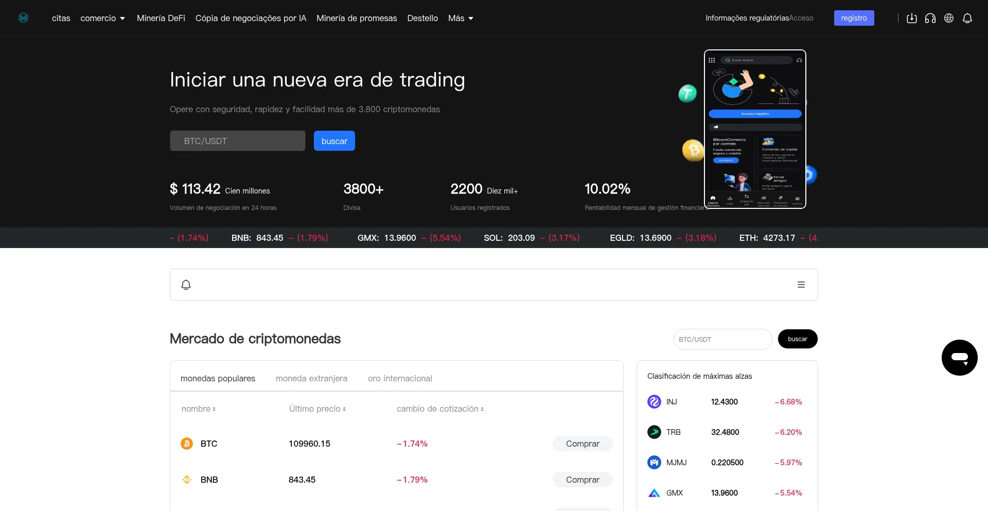 Website screenshot of Bitowm.com