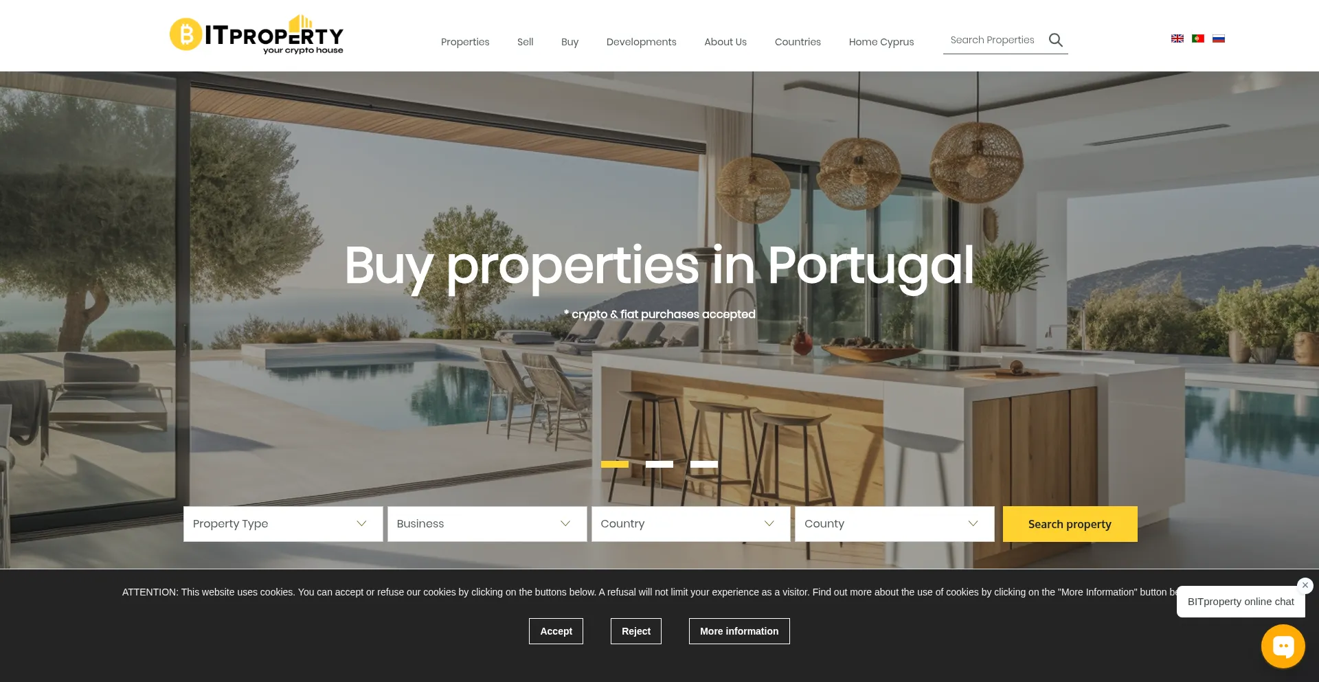 Website screenshot of Bitproperty.pt