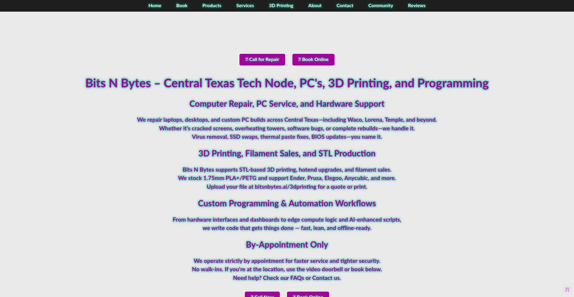 Website screenshot of Bitsnbytes.ai