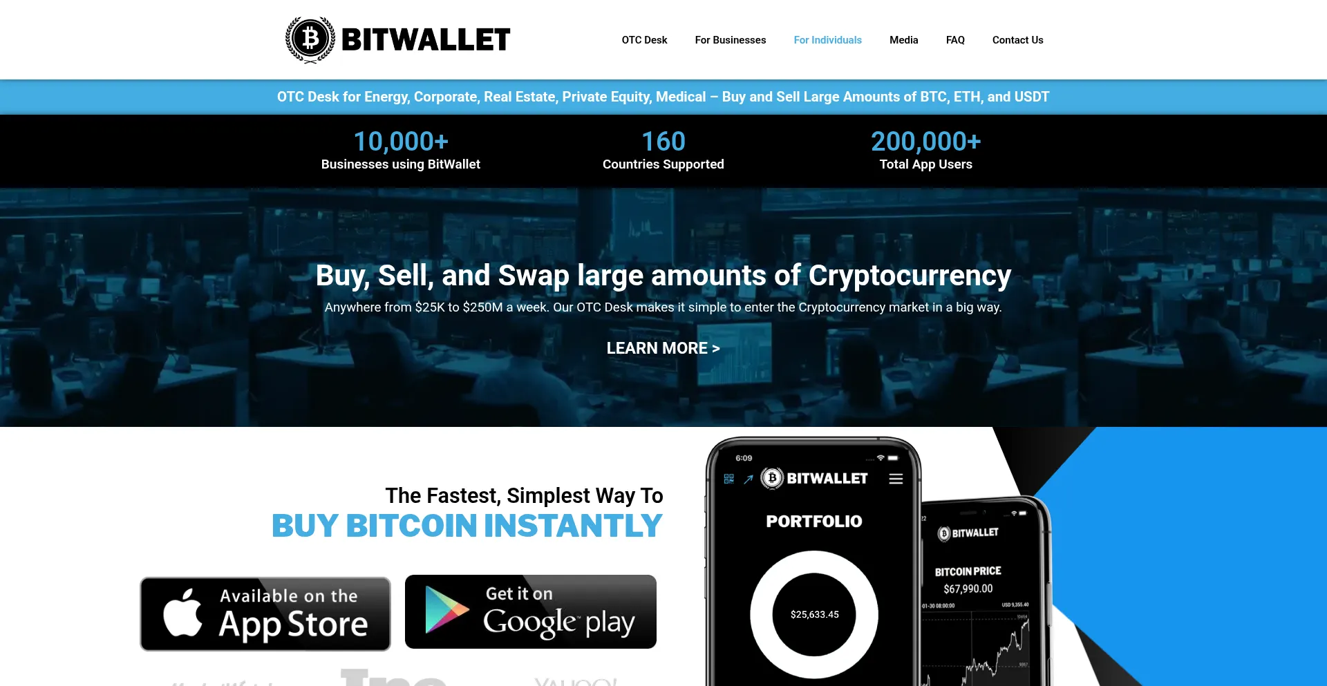 Website screenshot of Bitwallet.org