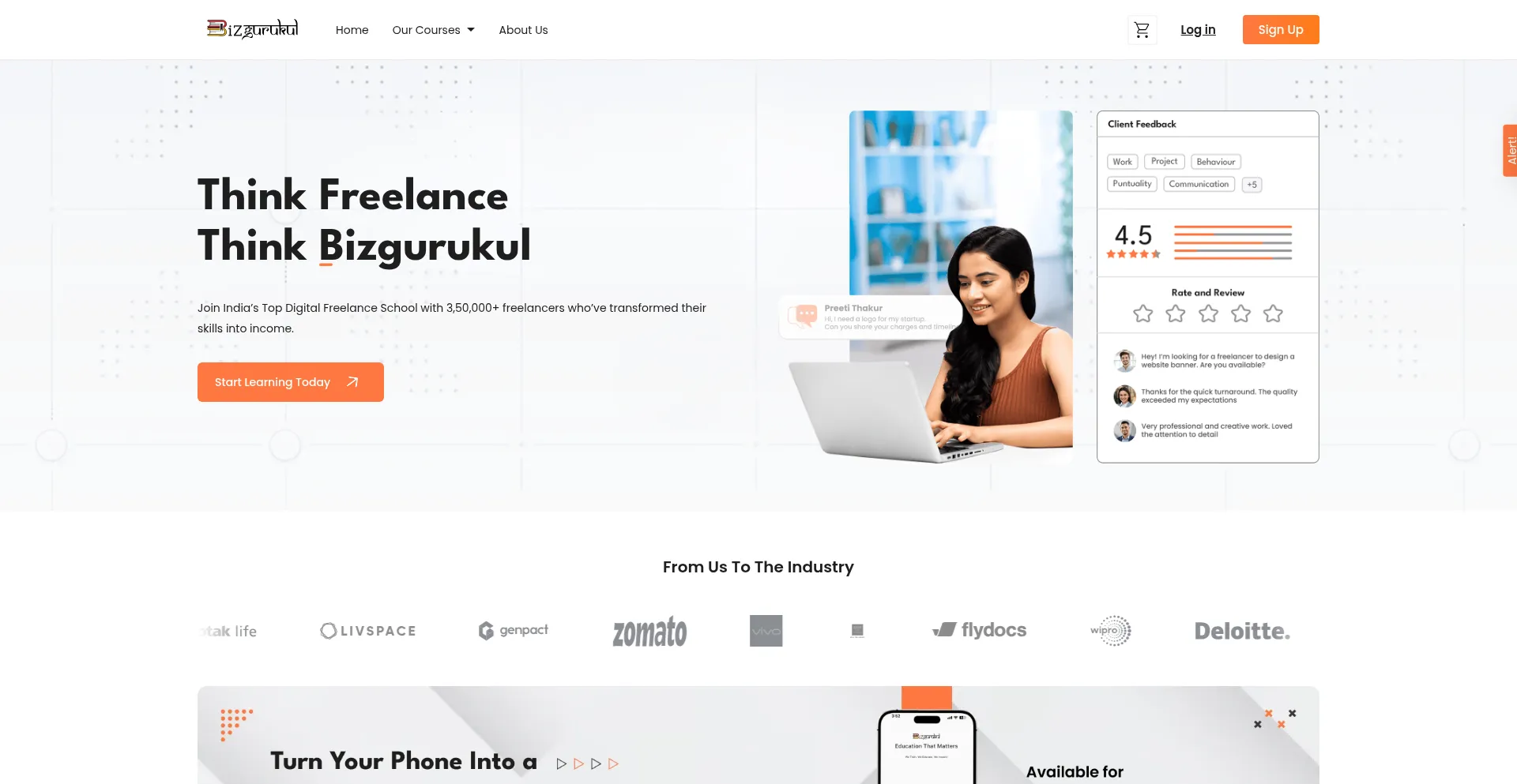 Website screenshot of Bizgurukul.com