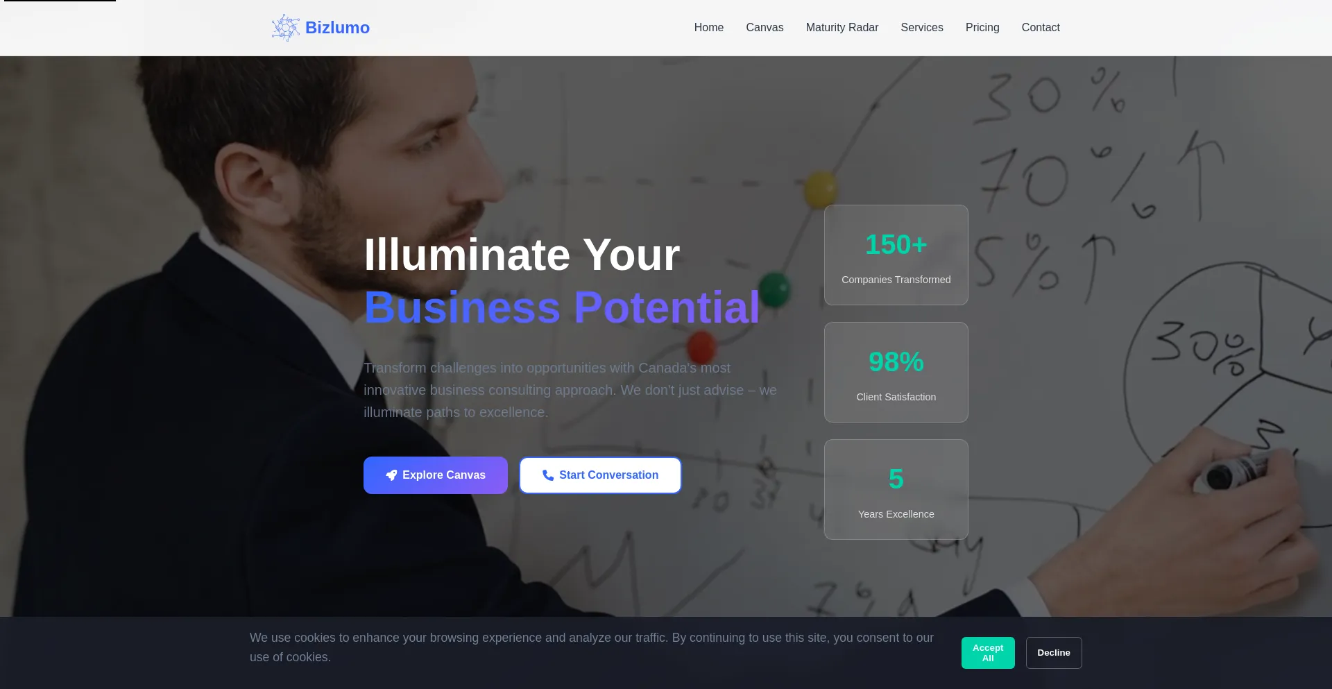 Website screenshot of Bizlumo.pro