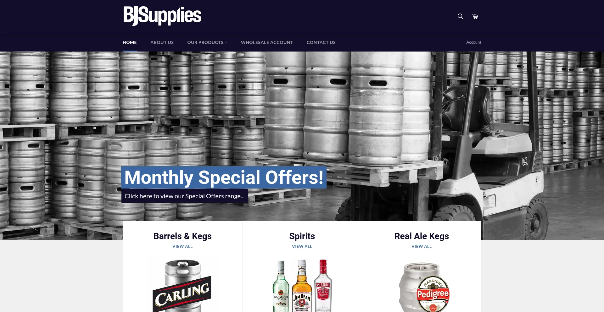 Website screenshot of Bj-supplies.com