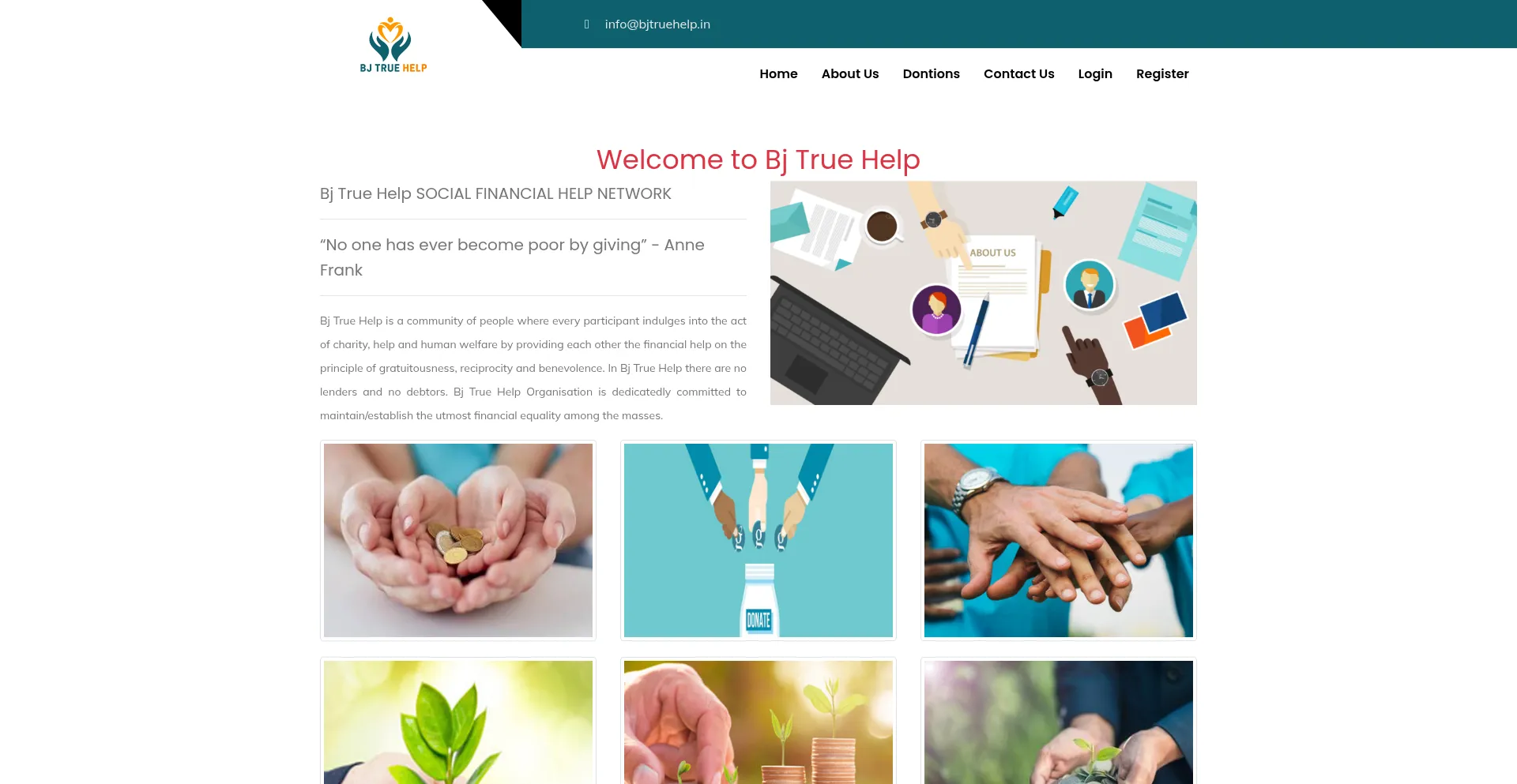 Website screenshot of Bjtruehelp.in