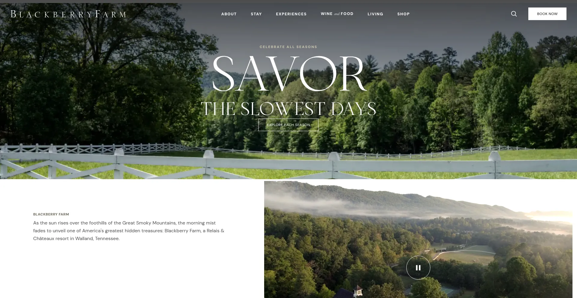 Website screenshot of Blackberryfarm.com