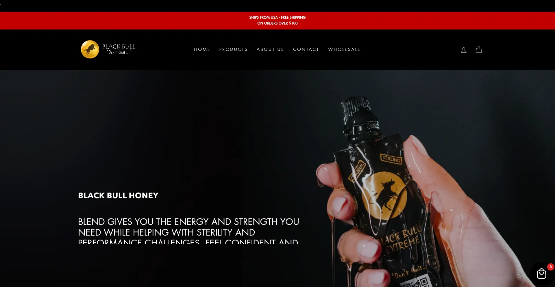Website screenshot of Blackbullhoney.com