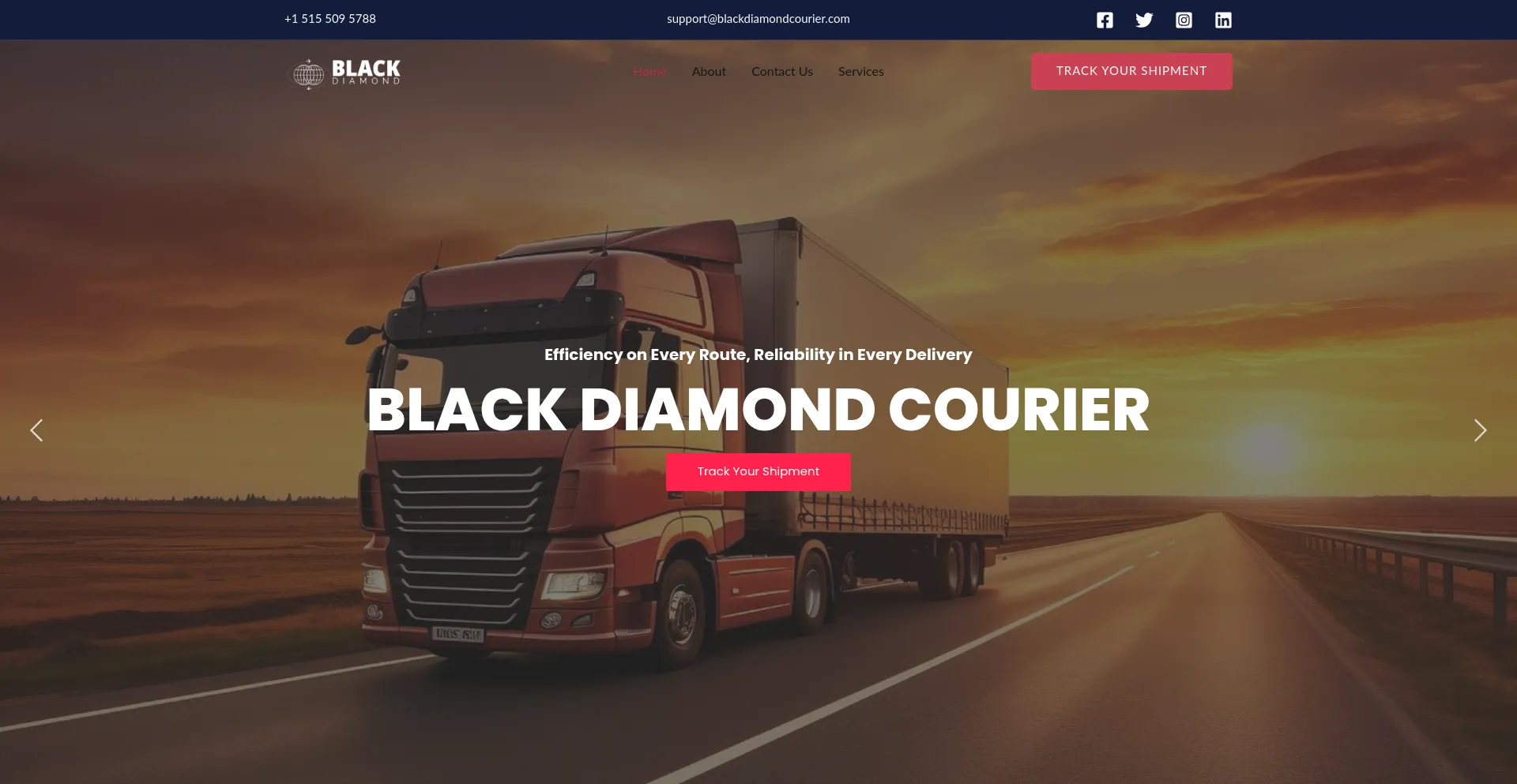 Website screenshot of Blackdiamondcourier.com