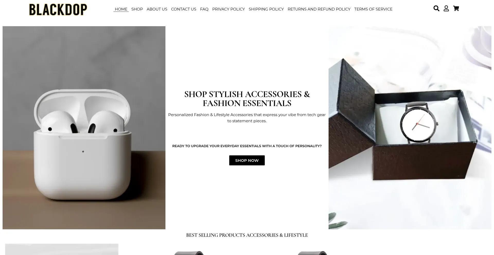 Website screenshot of Blackdop.com