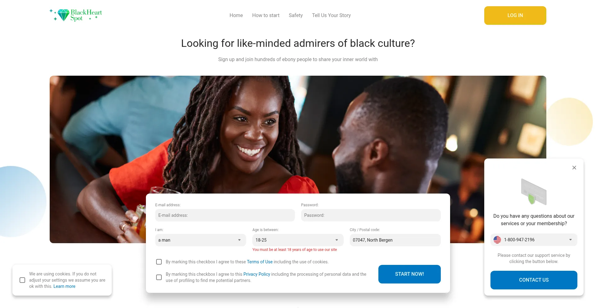 Website screenshot of Blackheartspot.com