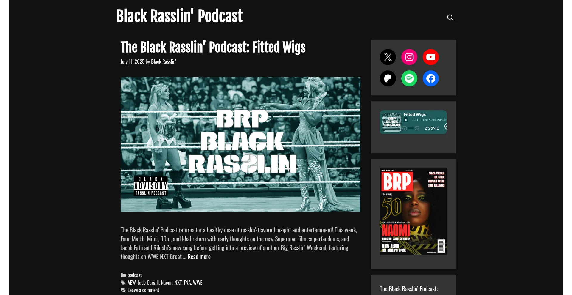 Website screenshot of Blackrasslin.com