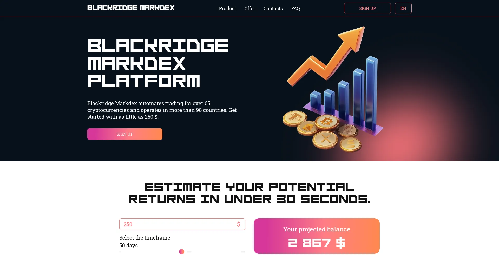 Website screenshot of Blackridge-markdex.com