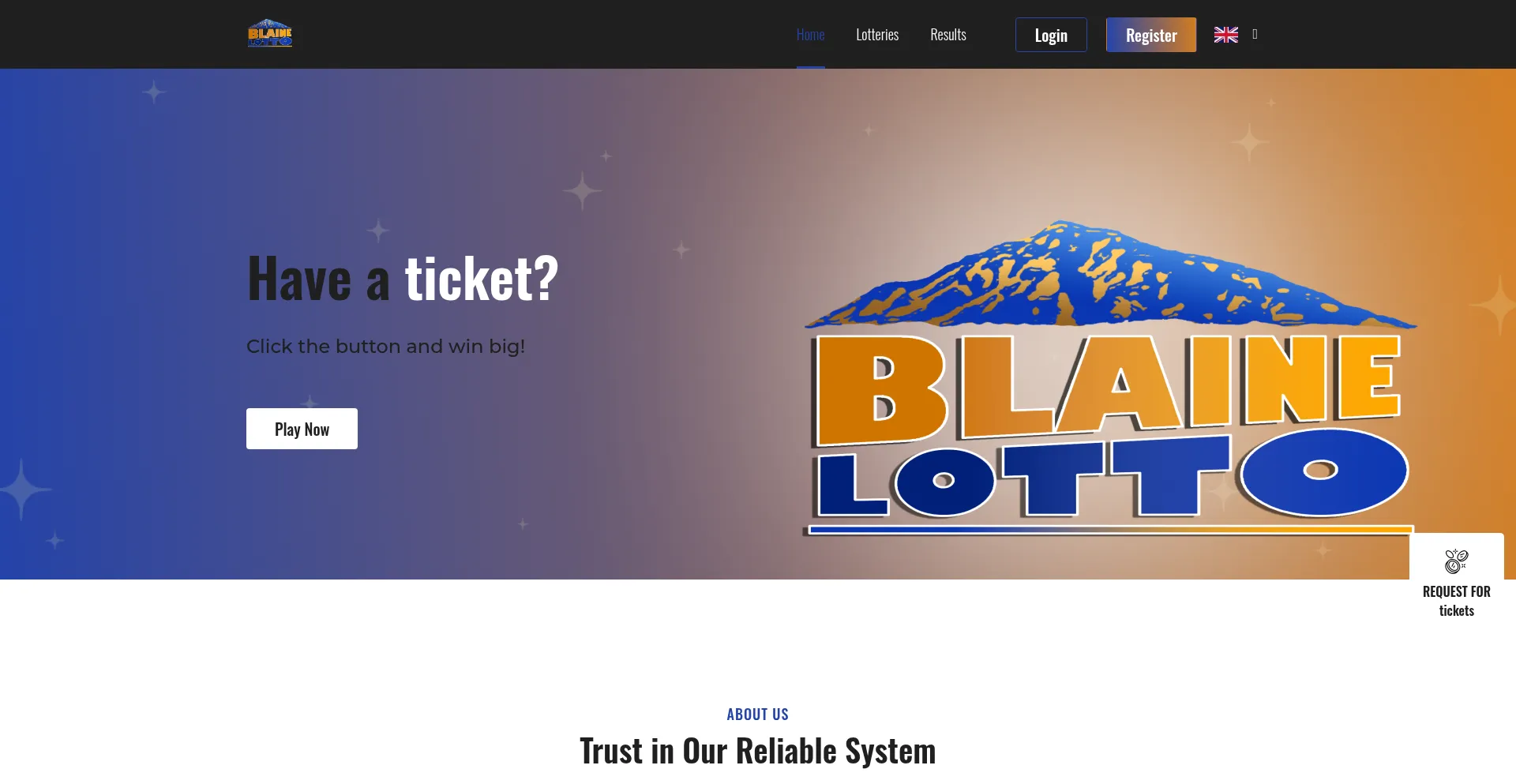 Website screenshot of Blainelotto.com