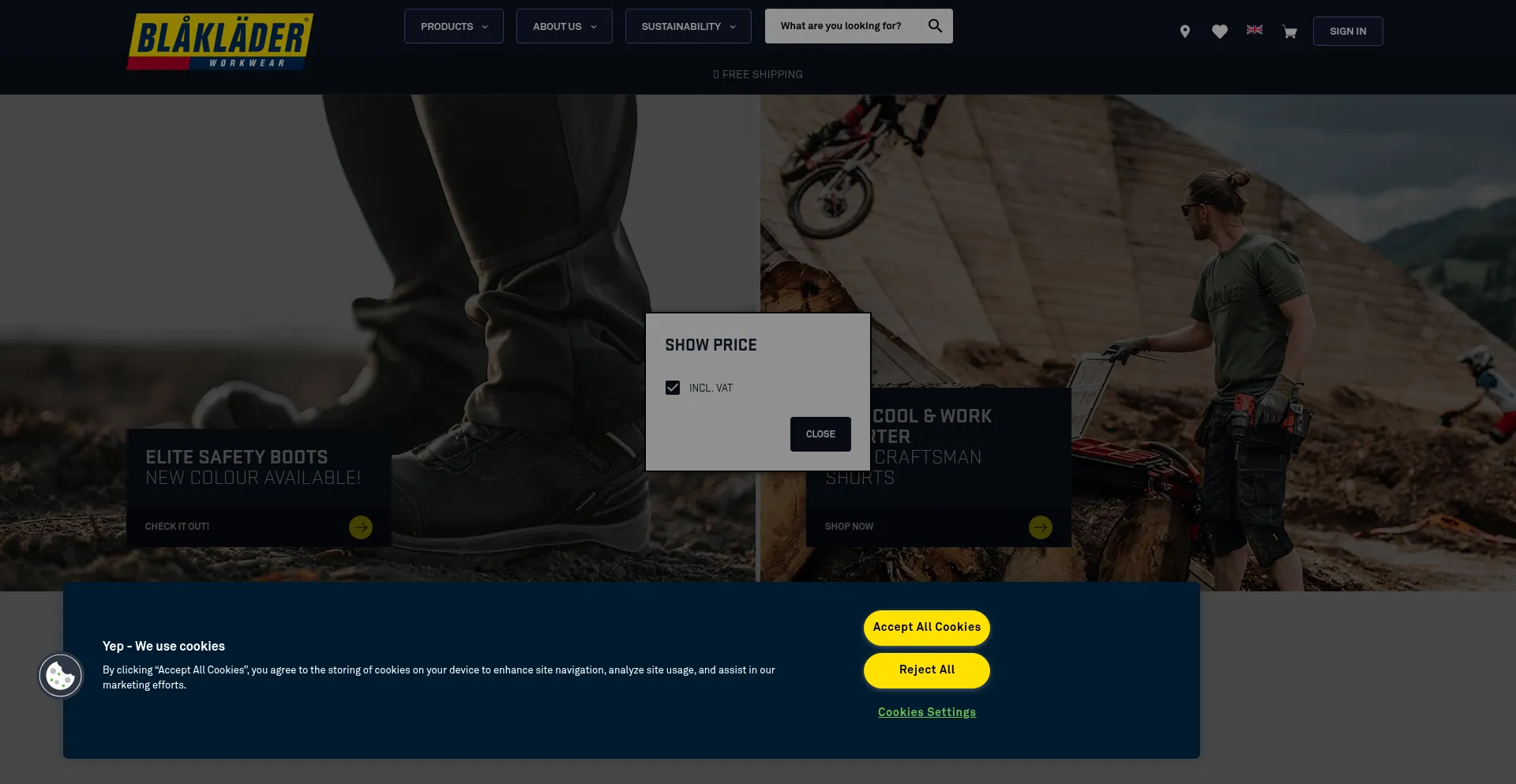 Website screenshot of Blaklader.uk