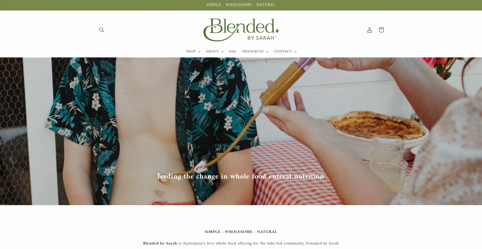 Website screenshot of Blendedbysarah.au