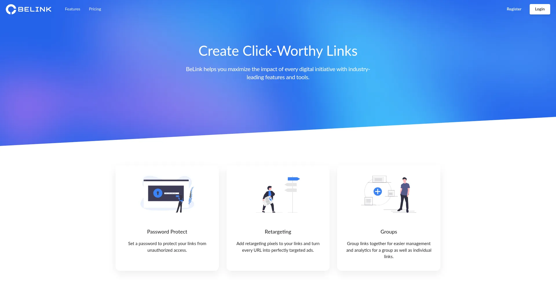 Website screenshot of Blinkmelink.com