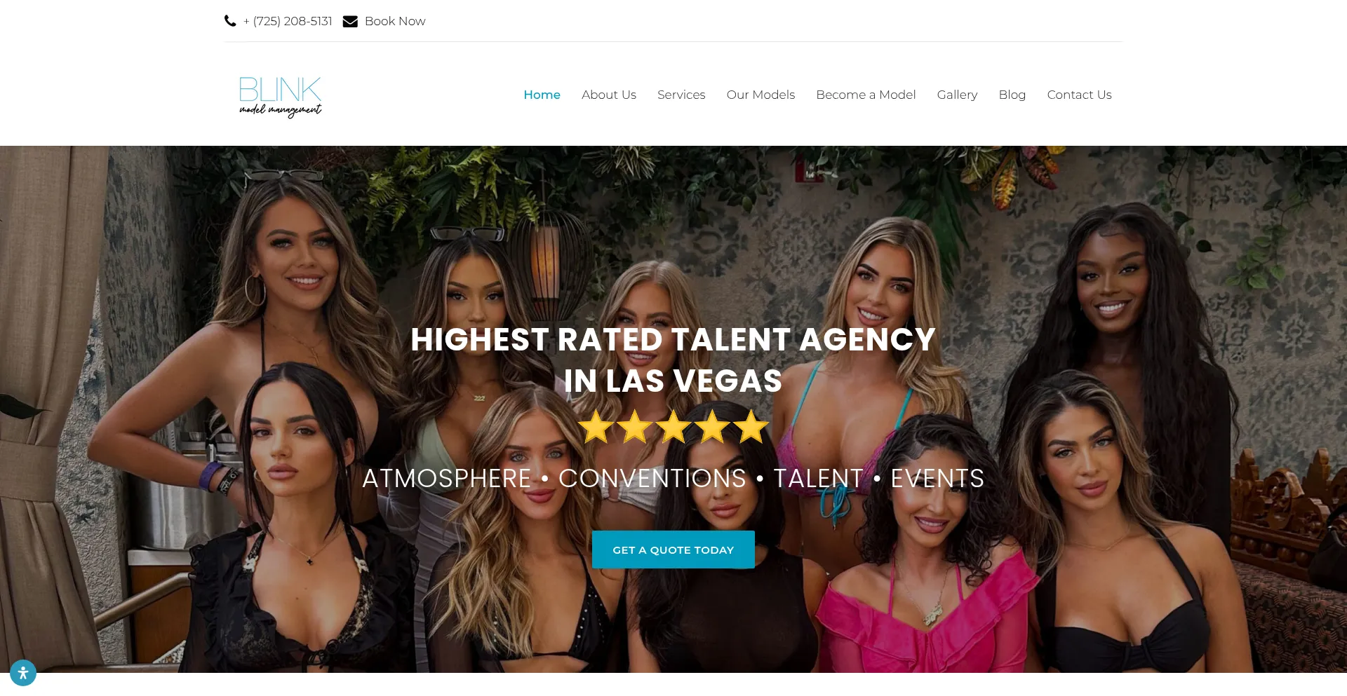 Website screenshot of Blinkmodelmanagement.com