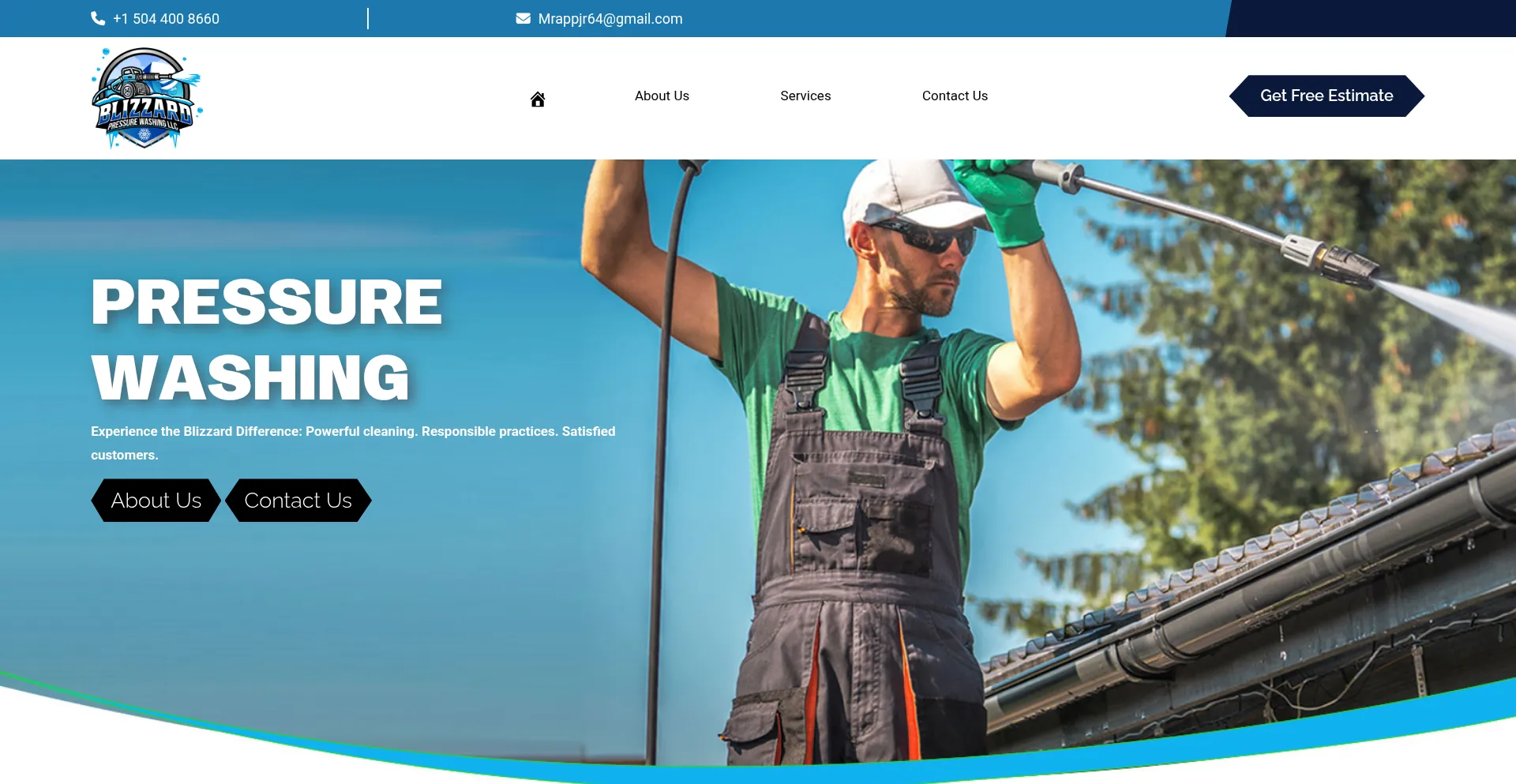 Website screenshot of Blizzardpressurewashing.com