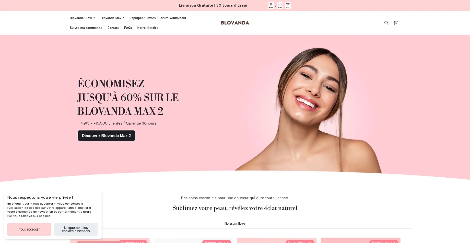 Website screenshot of Blo-vanda.com