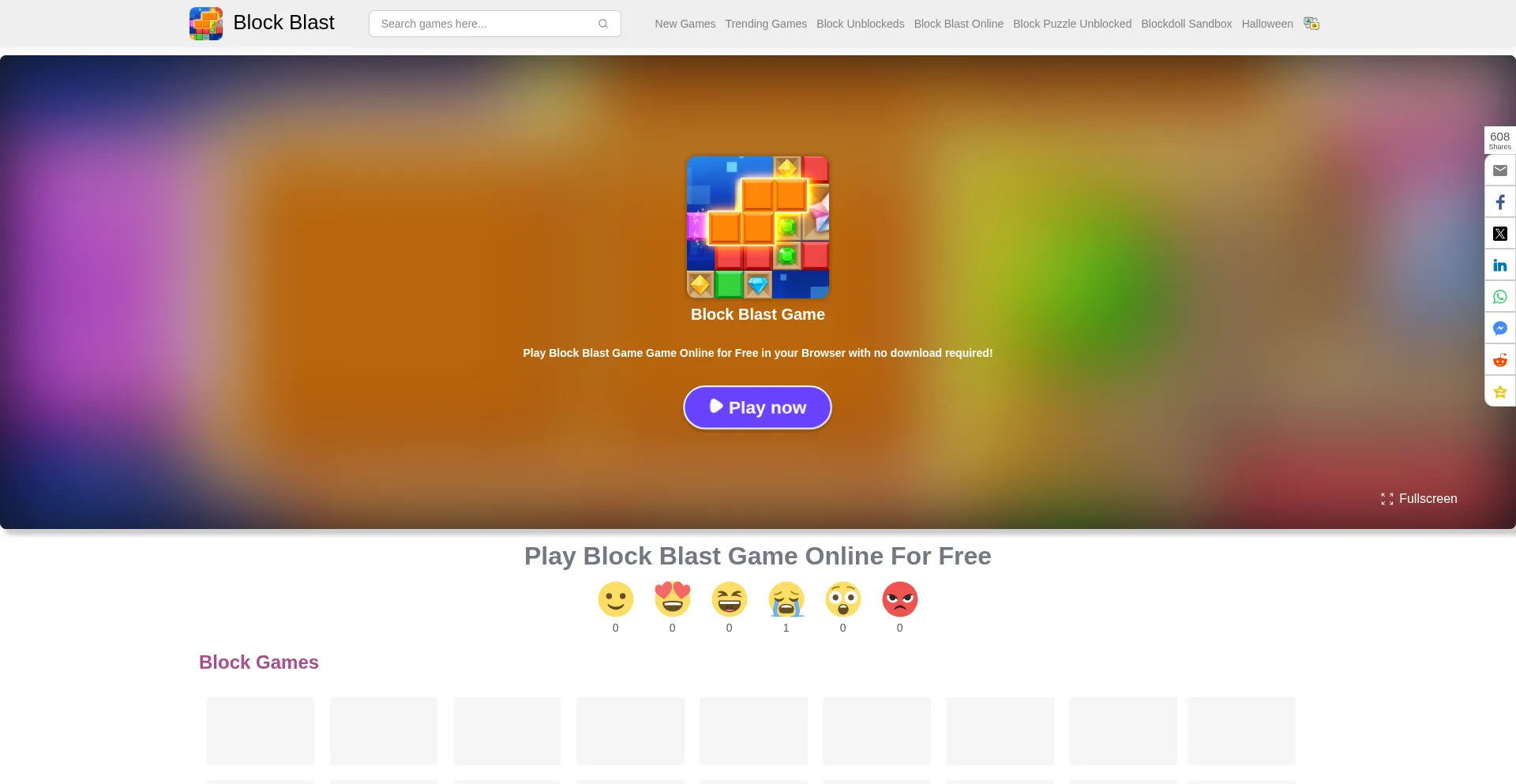 Website screenshot of Blockblastgame.online