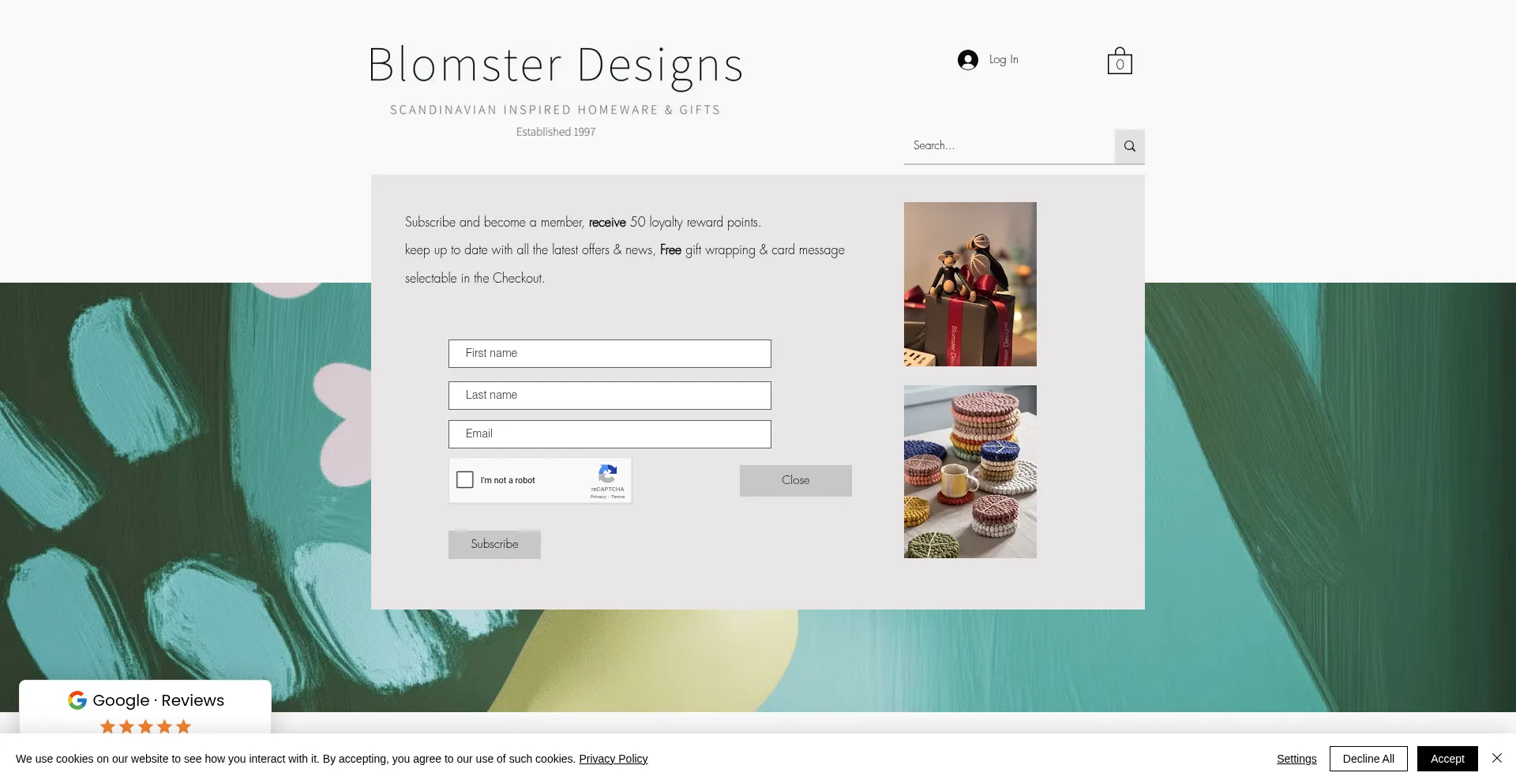 Website screenshot of Blomsterdesigns.co.uk
