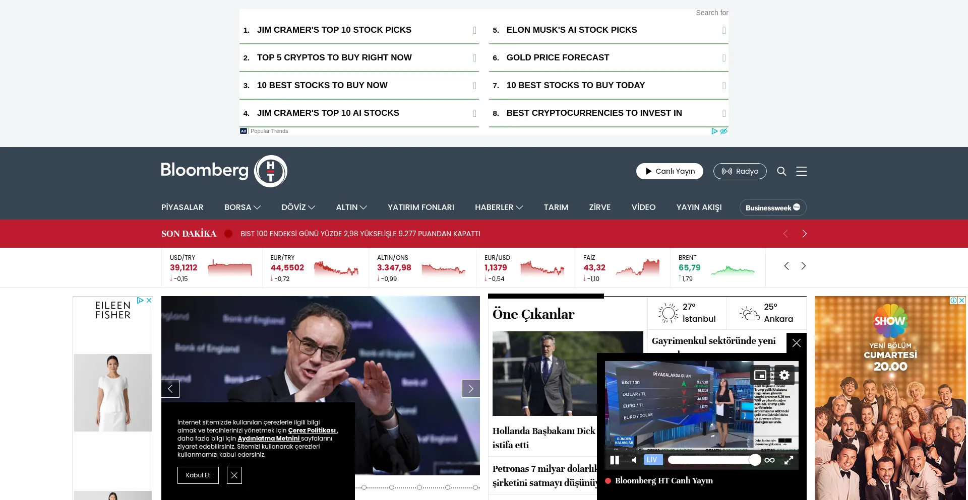 Website screenshot of Bloomberght.com