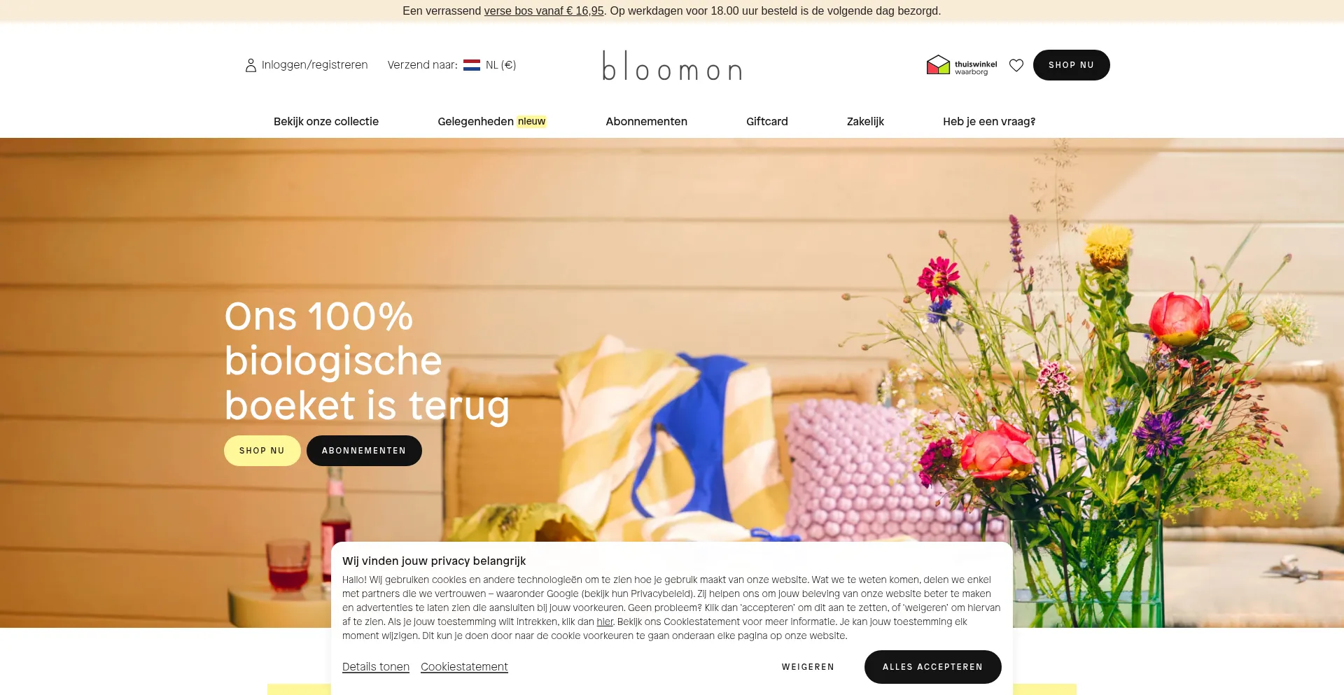 Website screenshot of Bloomon.nl