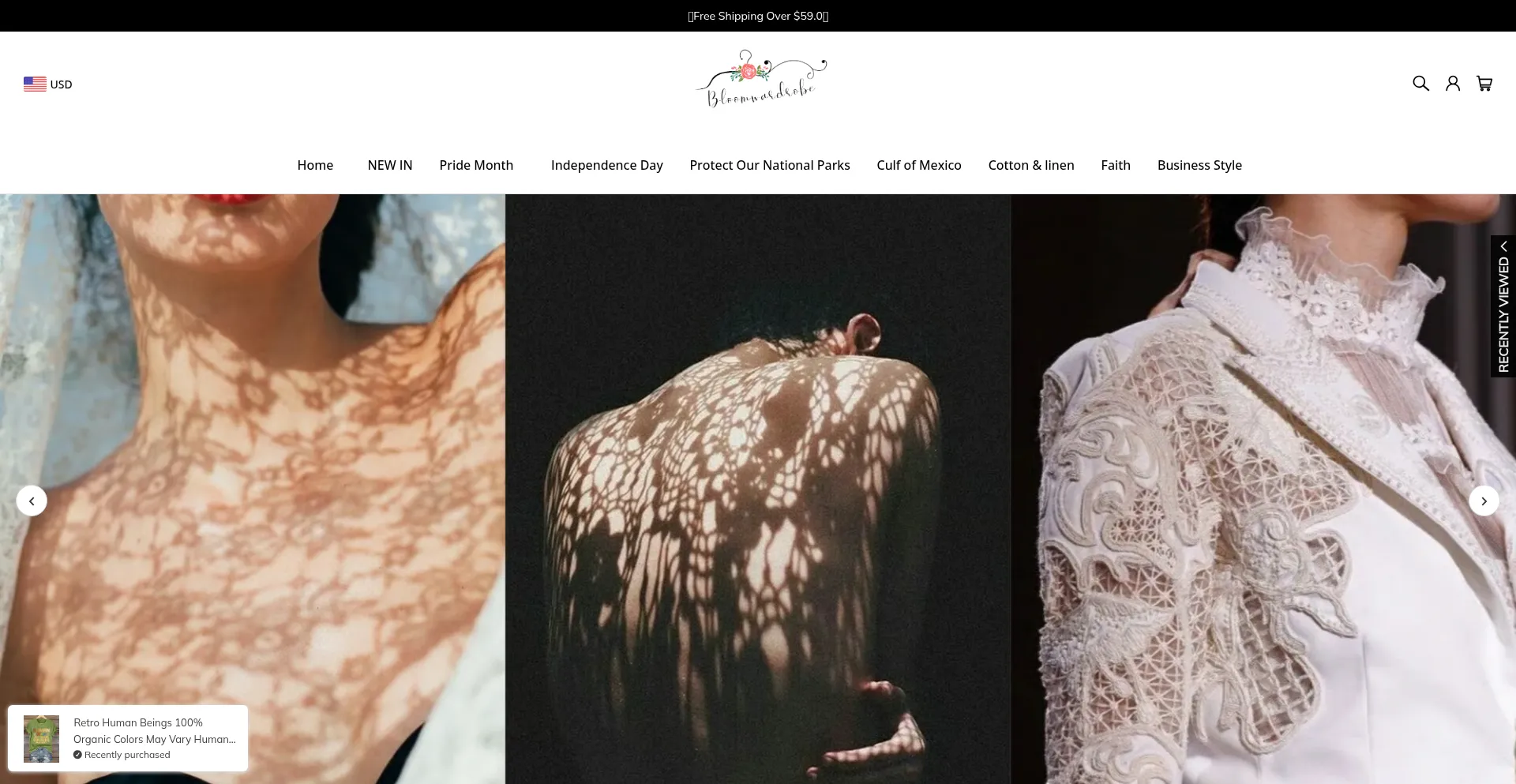 Website screenshot of Bloomwardrobe.com