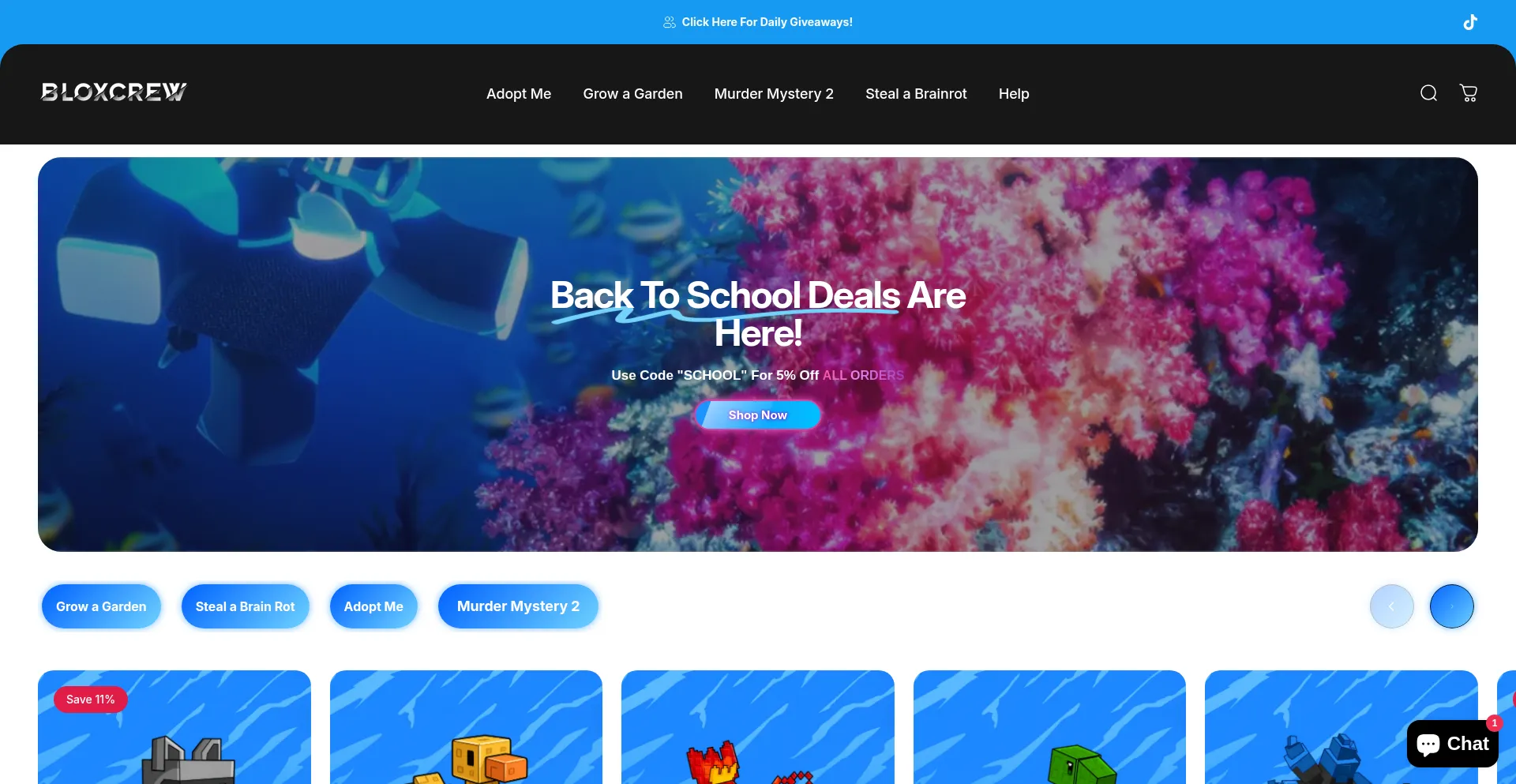 Website screenshot of Bloxcrew.com