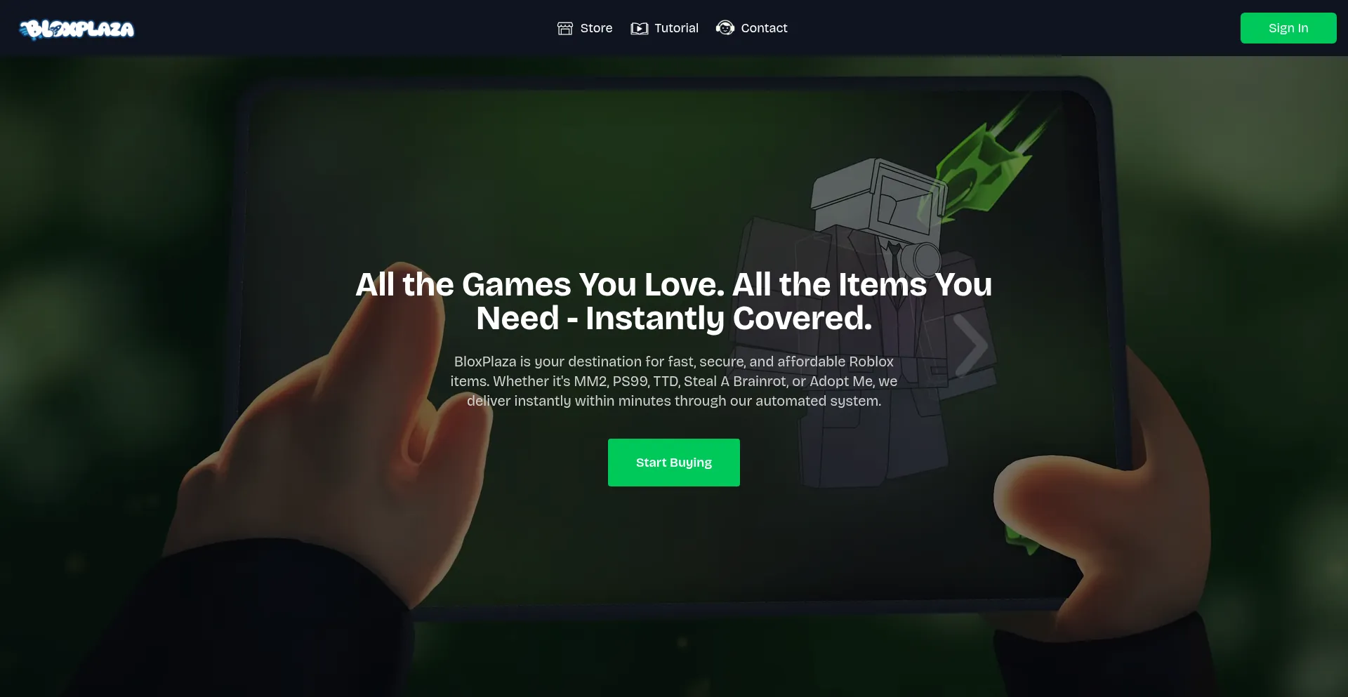 Website screenshot of Bloxplaza.com