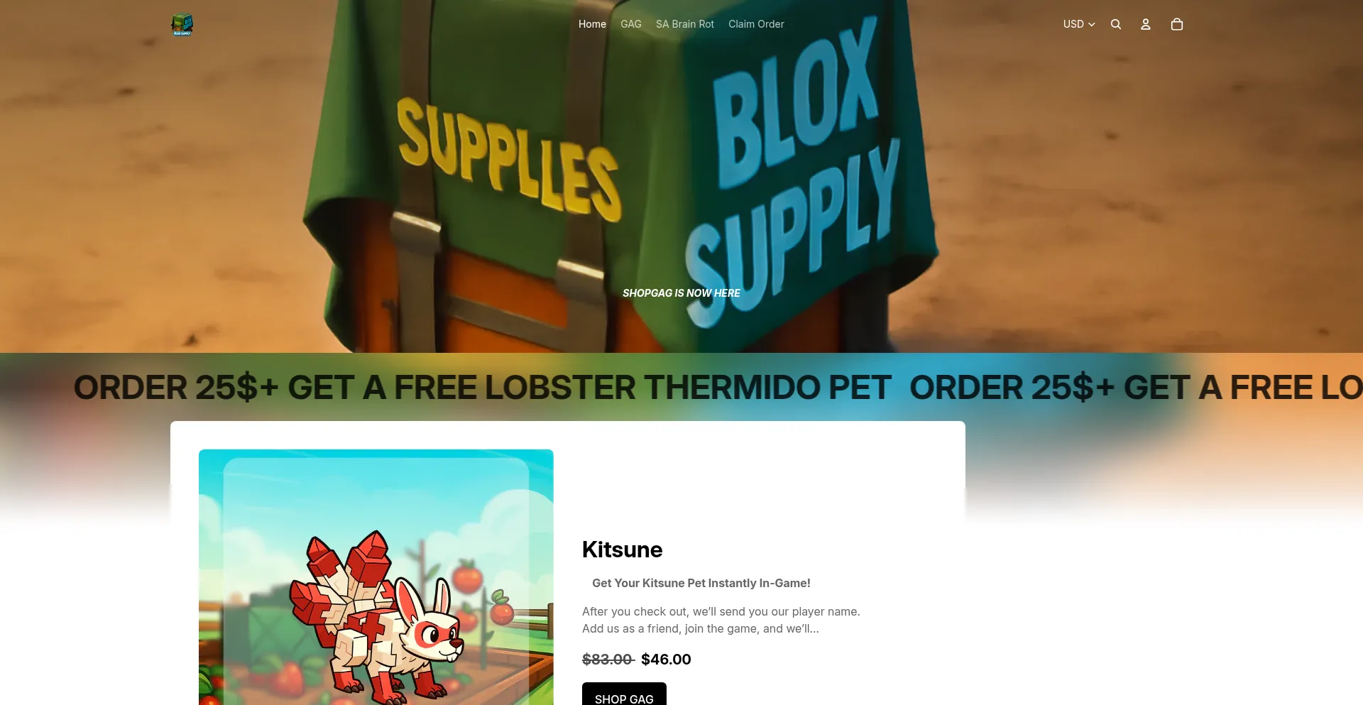 Website screenshot of Bloxsupply.shop