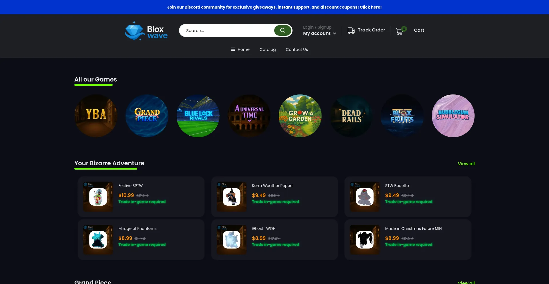 Website screenshot of Bloxwave.com