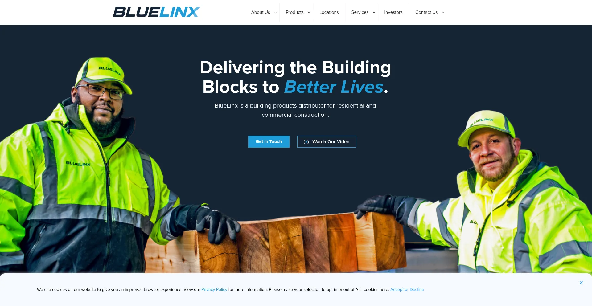 Website screenshot of Bluelinxco.com