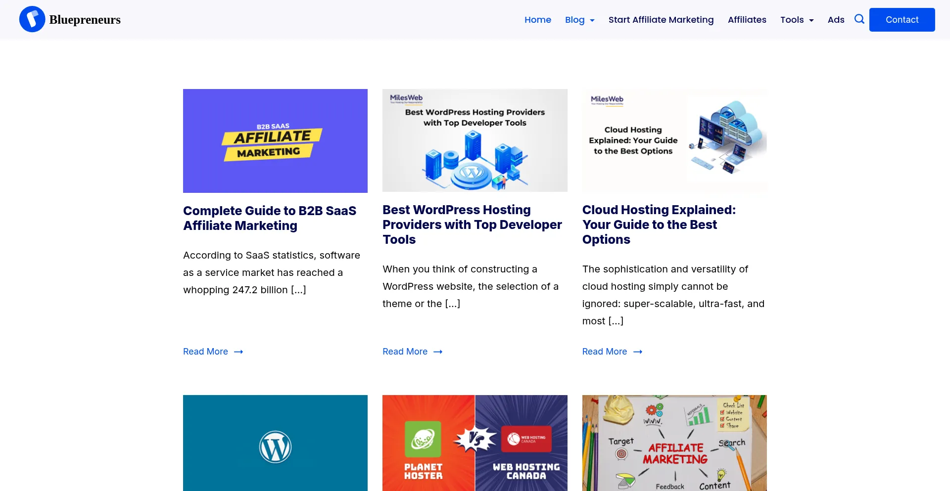 Website screenshot of Bluepreneurs.com