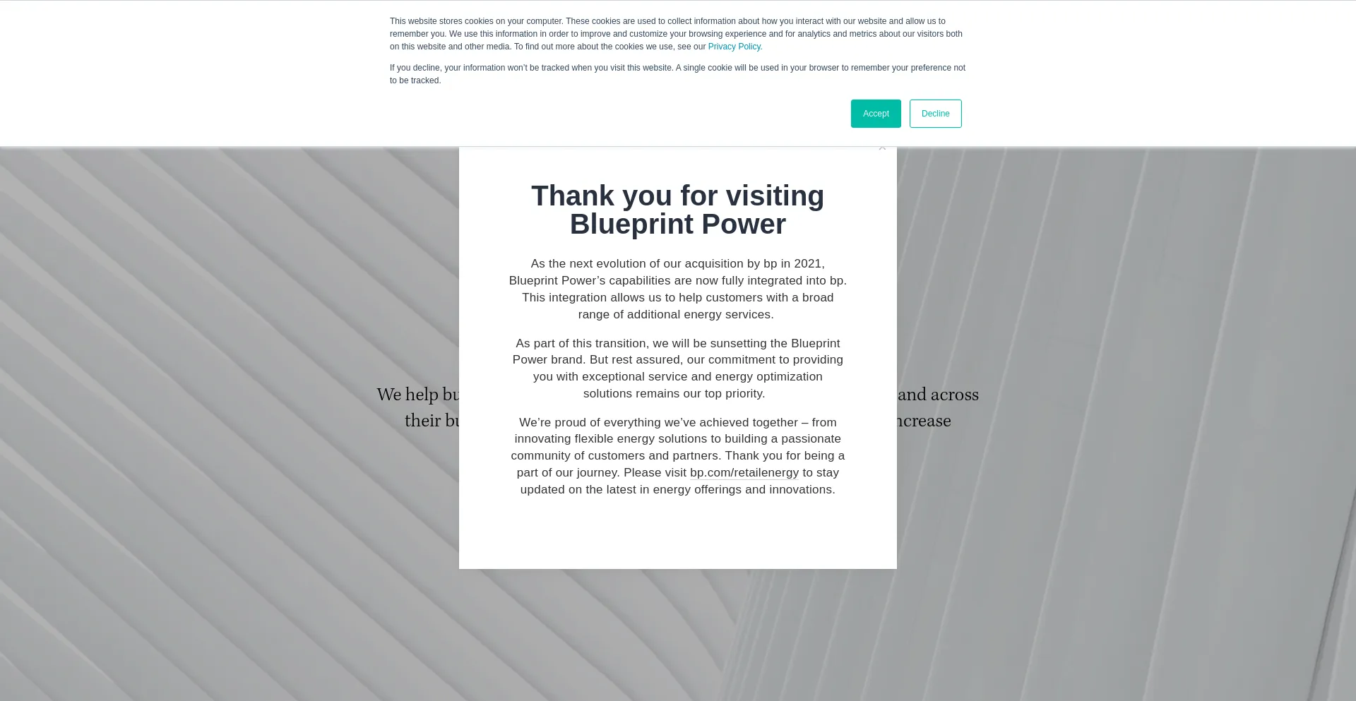 Website screenshot of Blueprintpower.com