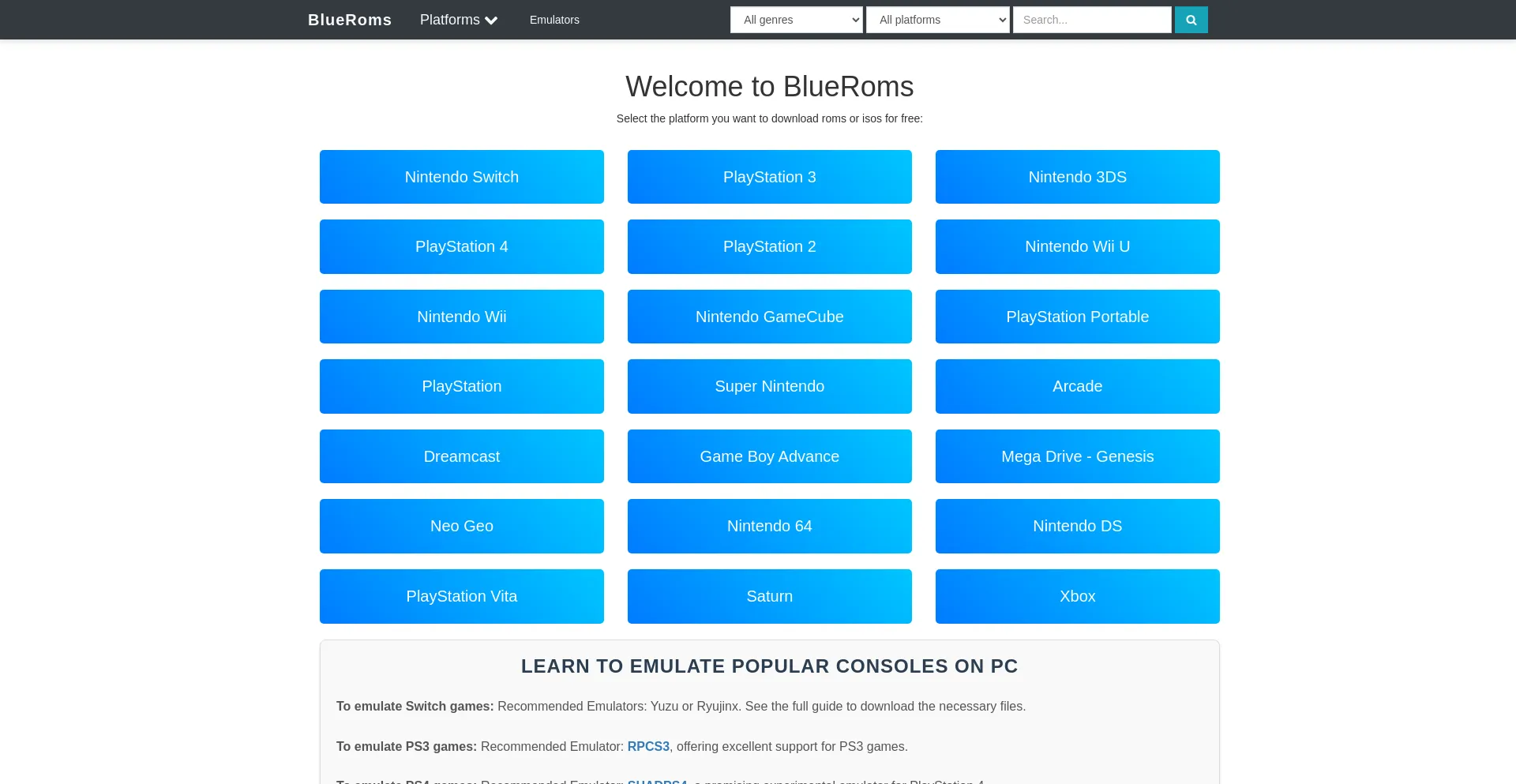 Website screenshot of Blueroms.ws