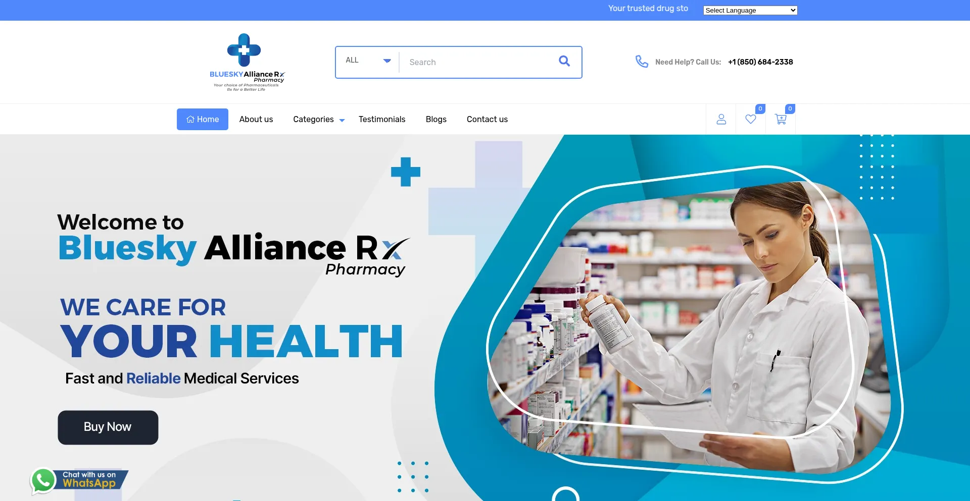 Website screenshot of Blueskyalliancerx.com