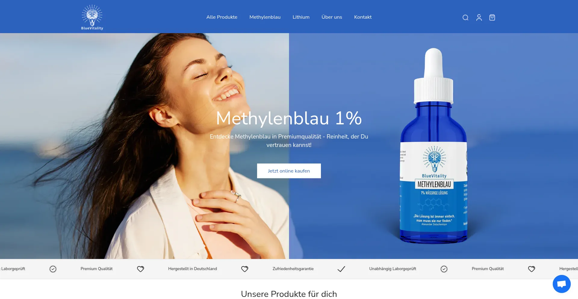 Website screenshot of Bluevitality.de