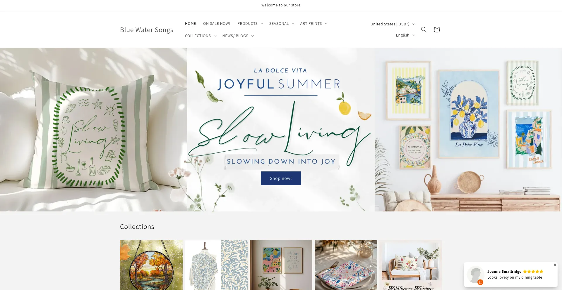 Website screenshot of Bluewatersongs.com