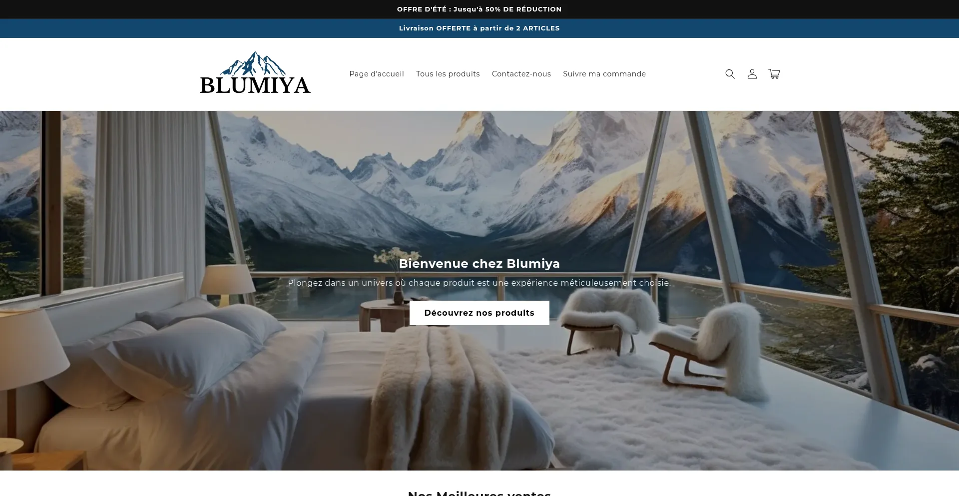 Website screenshot of Blumiya.ca