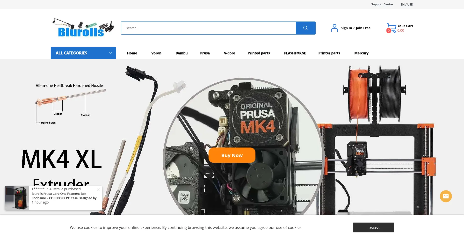 Website screenshot of Blurolls3d.com
