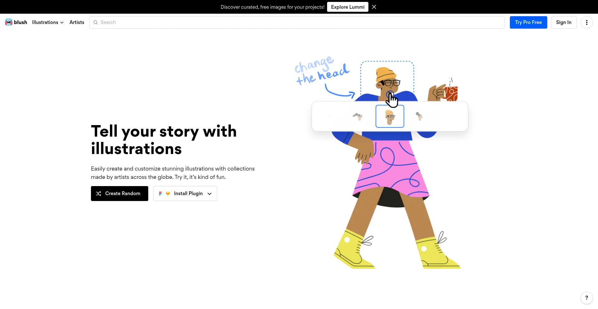 Website screenshot of Blush.design