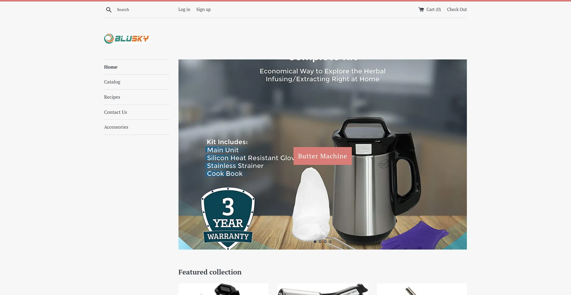 Website screenshot of Bluskylife.com