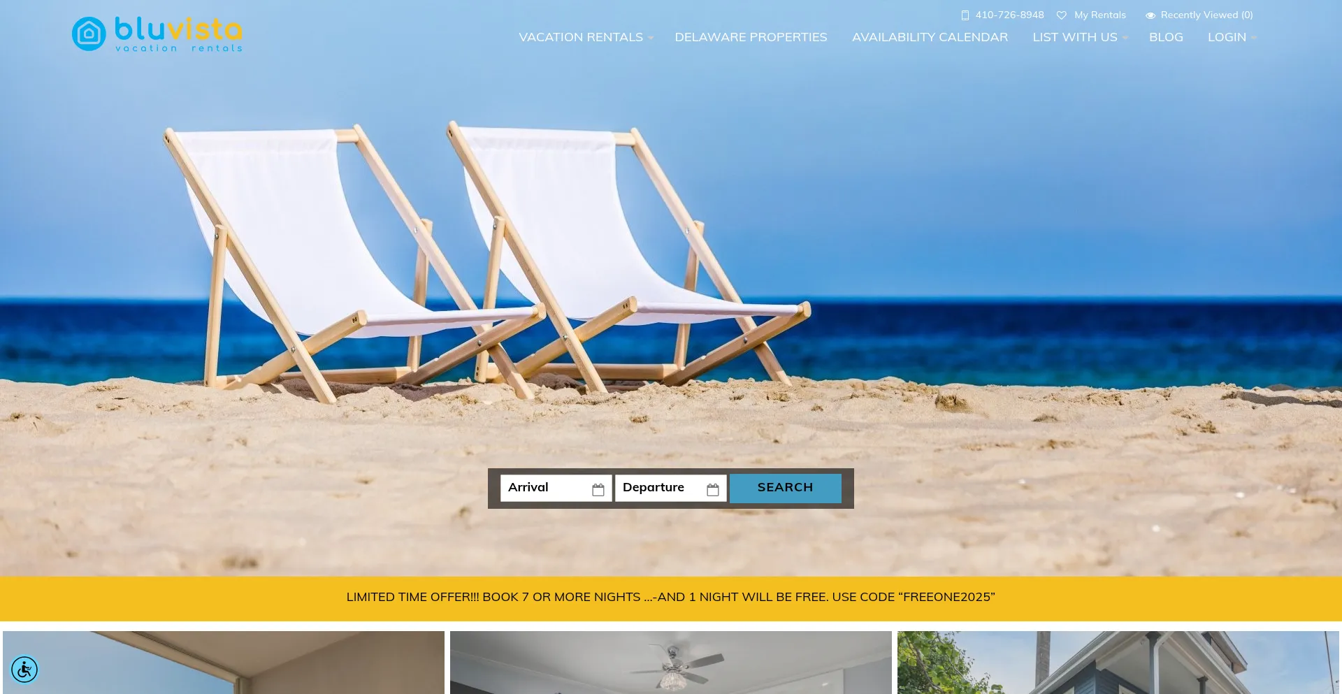 Website screenshot of Bluvistas.com