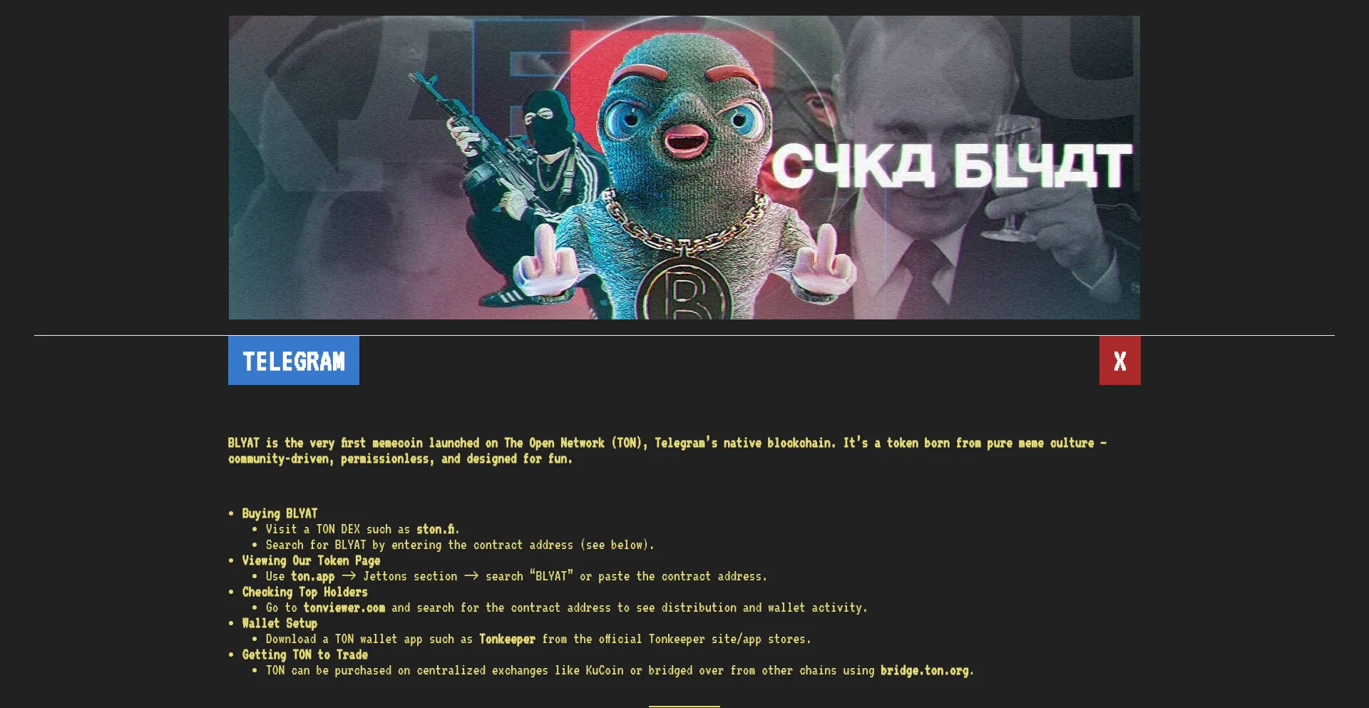 Website screenshot of Blyatcoin.xyz