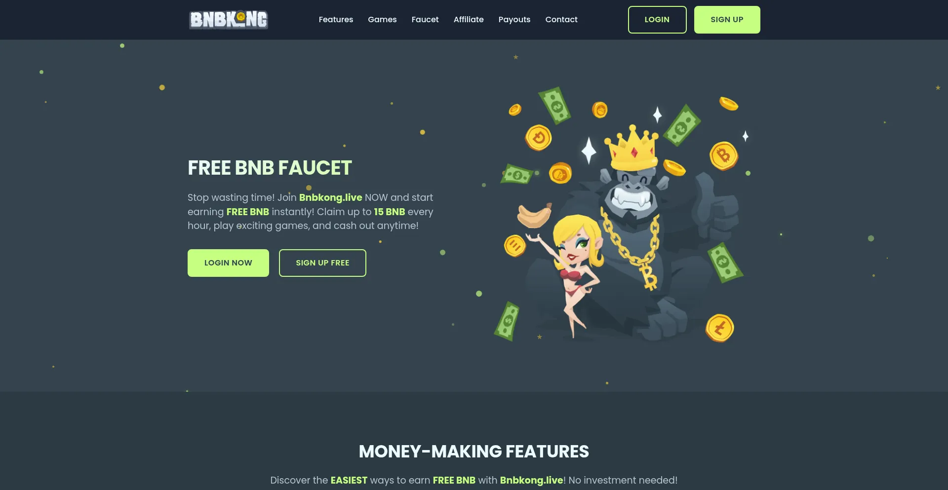 Website screenshot of Bnbkong.live